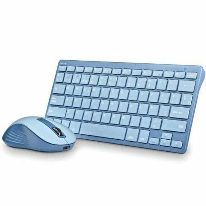 Set Tastatura si Mouse NGS FANTASYKITBLUE Qwerty Spaniola, Bluetooth, Albastru, 2 piese