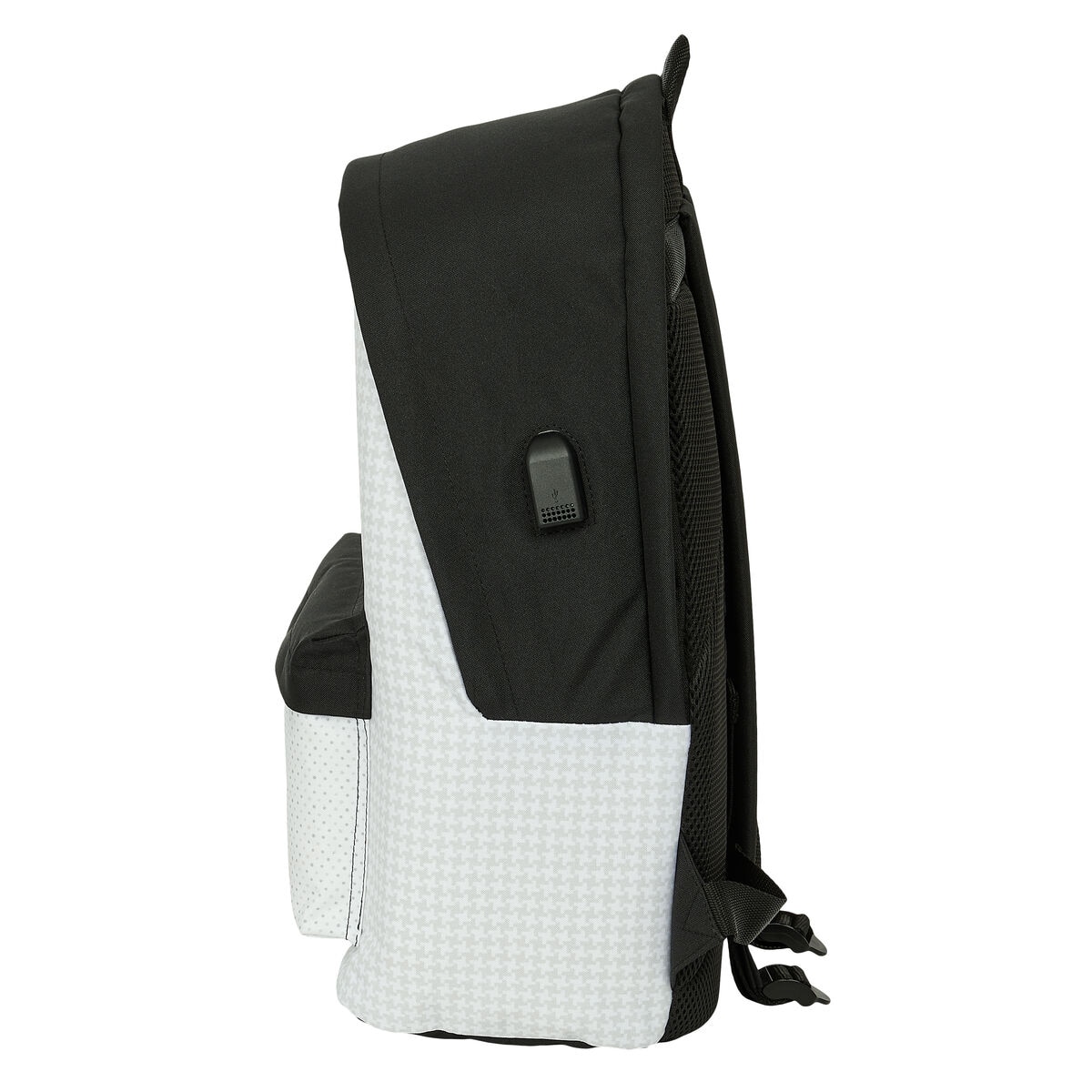 Rucsac laptop Real Madrid C.F., 24/25, alb-gri, pentru 15,6", 31x44x18cm, cu conexiune USB