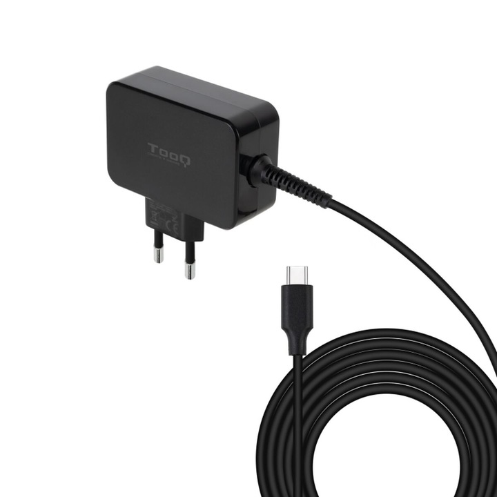 Incarcator TooQ TQLC-USBCGAN65PD 65W, USB-C, 1,8m, negru