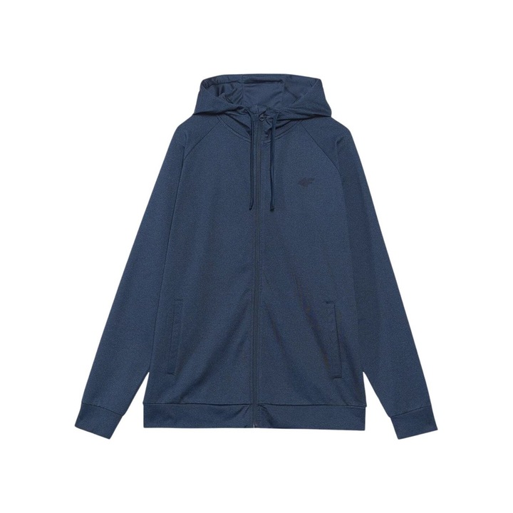 Ferfi sport pulover 4F cipzarral, kapucnival, sotetkek, Tengerészkék