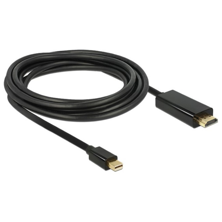 Delock кабел, Mini Displayport/HDMI, 3 м, черен