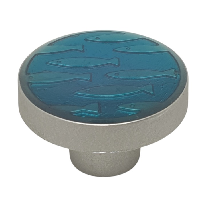 Gombos szekrényfogantyú, Metafranc, kék, hal