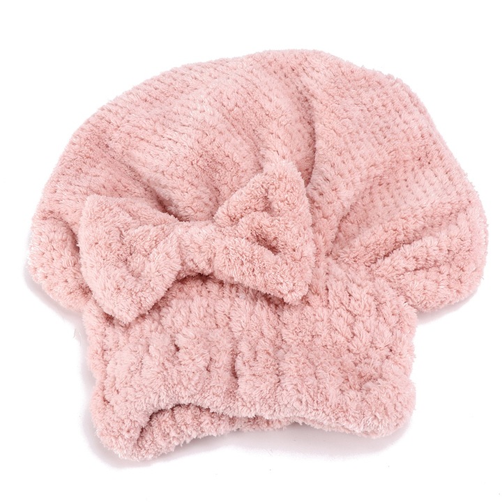 Кърпа за коса, longziming, 24x26 см, коралов полар, розова, комплект за бързо съхнене