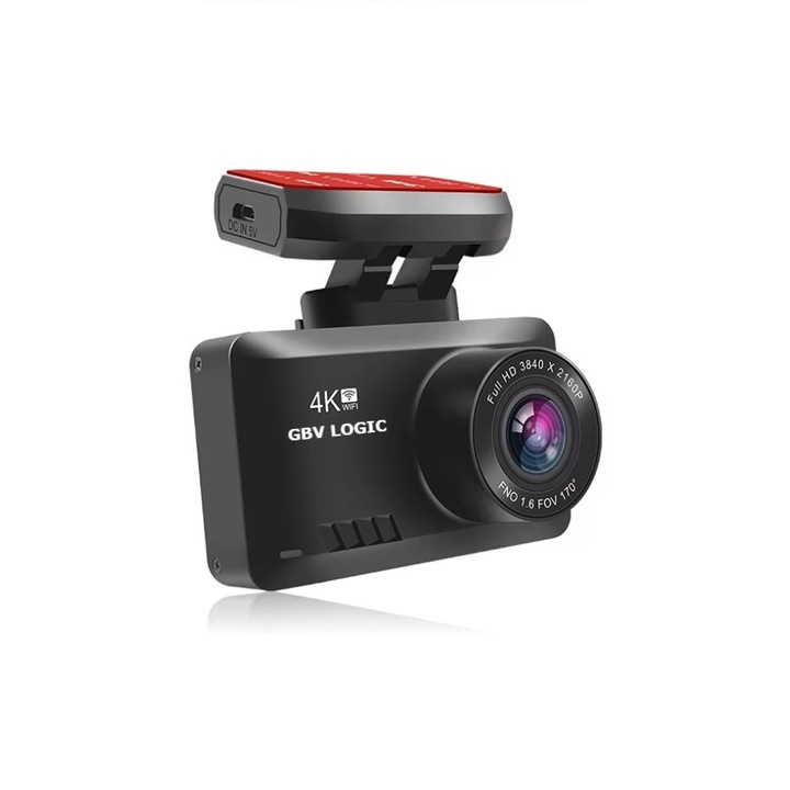 DVR камера за кола GBV LOGIC 4K 3840p, 2.45” IPS, зрителен ъгъл 170°, GPS, Night Vision, Wi-Fi + full HD задна камера при 30 fps, зрителен ъгъл 120°, детекция на движение