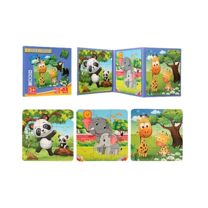 Puzzle magnetic pliabil 3 in 1, educatie timpurie, animale, set pentru copii