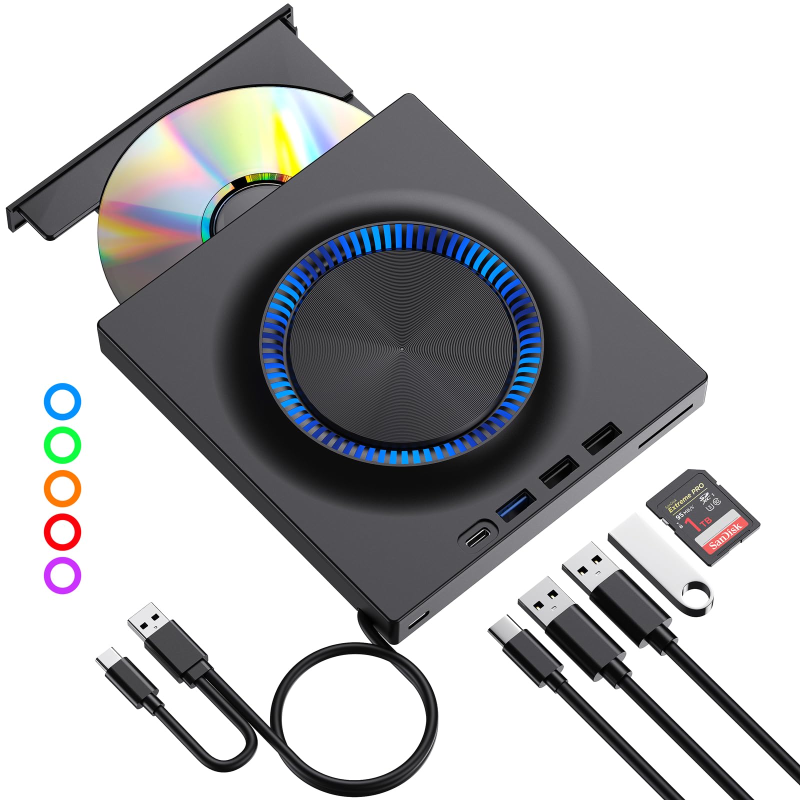Unitate DVD externa, DVD Player cu inscriptionare unitati CD, cu USB 3. ...