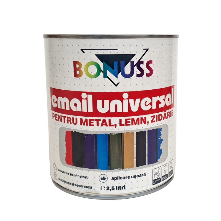 Email pe baza de solvent Bonuss, pentru lemn, metal si zidarie, crem, aspect satinat, 2.5 L
