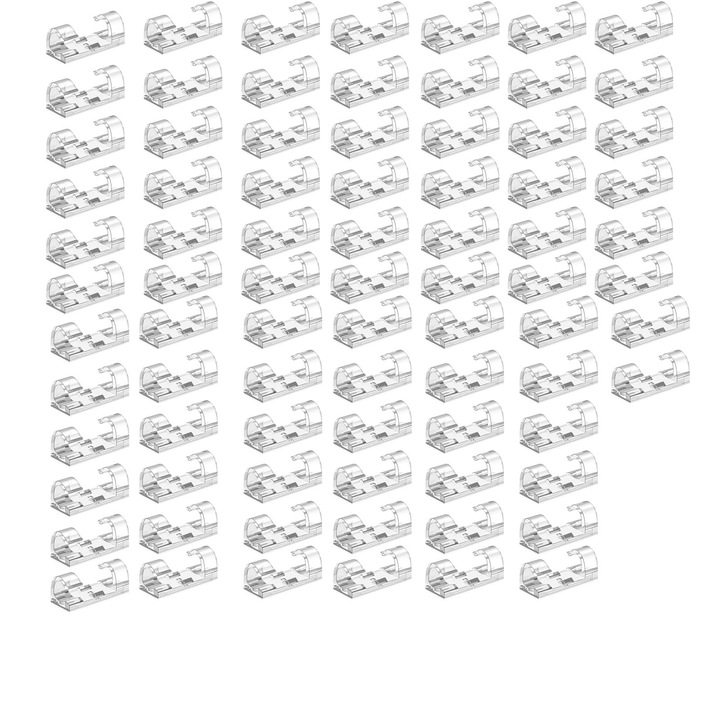 Set 80 cleme cabluri, SINBINTA, Set 80 organizatoare cabluri, Autoadezive, Usor de indepartat, Robust si durabil, Portabil, Pentru perete, sticla, metal, ABS, 40*15*11mm, Transparent