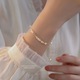 Сребърна гривна 925, Haiaveng, неправилни кръгли мъниста, злато, 16+3см