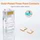 Set 100 conectori rj45, SINBINTA, Mufe RJ45 pentru retea LAN, Usor de instalat, Rezistent la uzura, Nu se sparg usor si pot servi mult timp, Transmisie stabila, Pentru cablu Cat6 Cat6e, Plastic/Metal, 12*23*8mm, Transparent