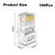 Set 100 conectori rj45, SINBINTA, Mufe RJ45 pentru retea LAN, Usor de instalat, Rezistent la uzura, Nu se sparg usor si pot servi mult timp, Transmisie stabila, Pentru cablu Cat6 Cat6e, Plastic/Metal, 12*23*8mm, Transparent
