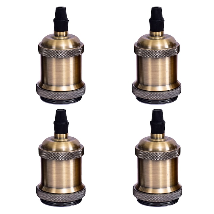 Комплект от 4 винтидж фасунги за крушки, SINBINTA, E27, 220V, Дълготрайно съпротивление, Лесни за употреба и носене, За кухня, трапезария, ресторанти и кафенета, PVC/Алуминий, Бронзово зелено