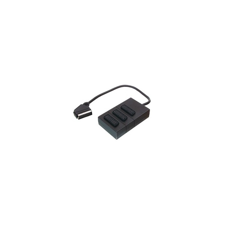 Adaptor Scart tata la 3 Scart mama negru