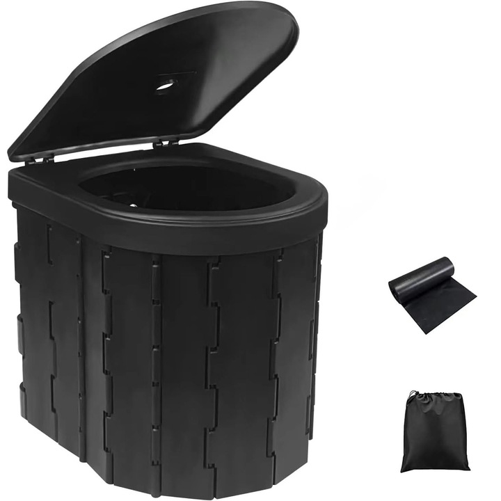 Преносима тоалетна, Kawalon, ABS, черна