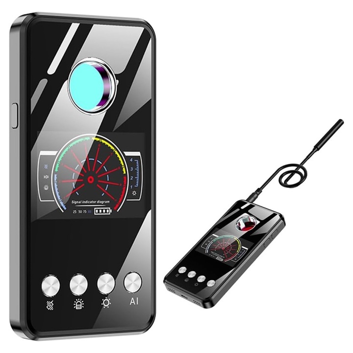 AI detektor kémeszközökhöz, Kawalon, AL-T2 modell, rejtett kamerák észlelése, kémmikrofonok, GPS lokátorok, mini hangrögzítők, fekete