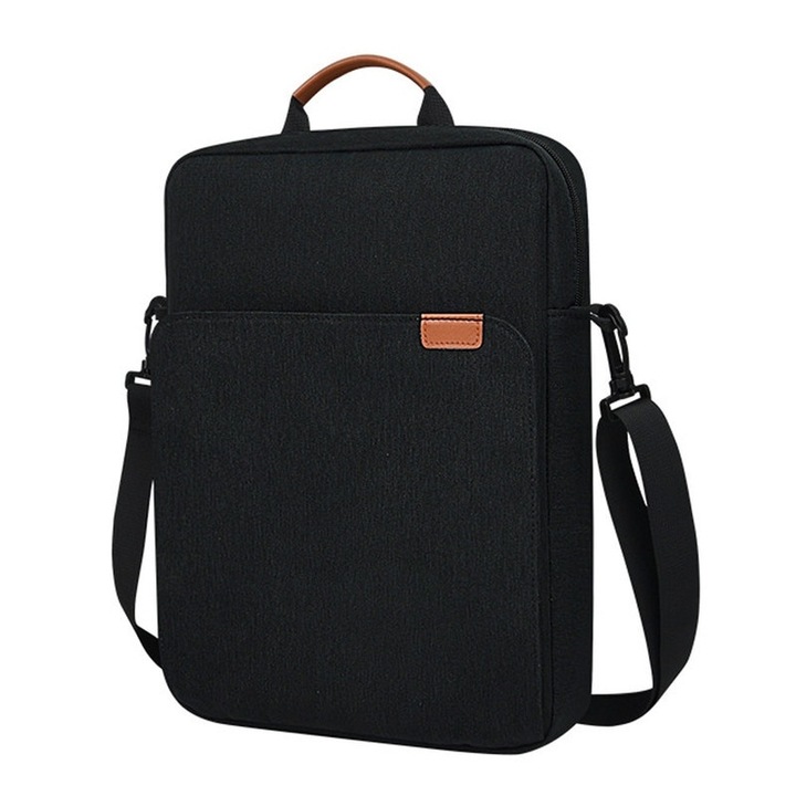 Husa Tableta Universala, SOOCCI, Impermeabila, cu Buzunare Multiple si Bretea Ajustabila, Negru, 31x25x4cm