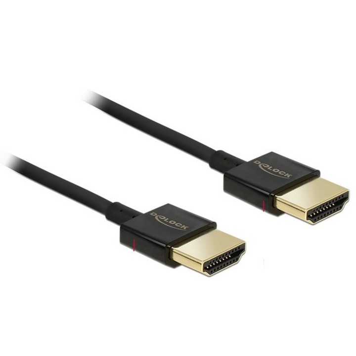 Delock Cable High Speed HDMI with Ethernet A male > A male 3D 4K 0.5m Slim