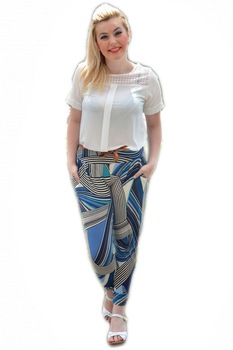 Pantaloni de vara ,D&J Exclusive, Albastru / Bej Pantaloni de vara ,D&J Exclusive, Albastru / Bej