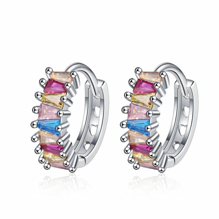 Cercei Haiaveng, zirconii colorate, argintii, cupru