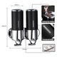 2 In 1 Dozator de Sapun Lichid Pentru Baie, SINBINTA, Dispenser Gel de Dus, 2 X 500 ml, De perete, Actionare manuala, Cu accesorii, Balsam sau conditioner pentru bucatarie, hotel, Plastic/Inox, 24x21.5x10cm, Negru/Argintiu