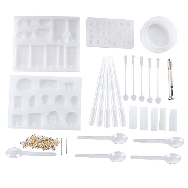 Matrite pentru creare bratari si pandantive, Enforose, set cu accesorii, silicon, metal, plastic