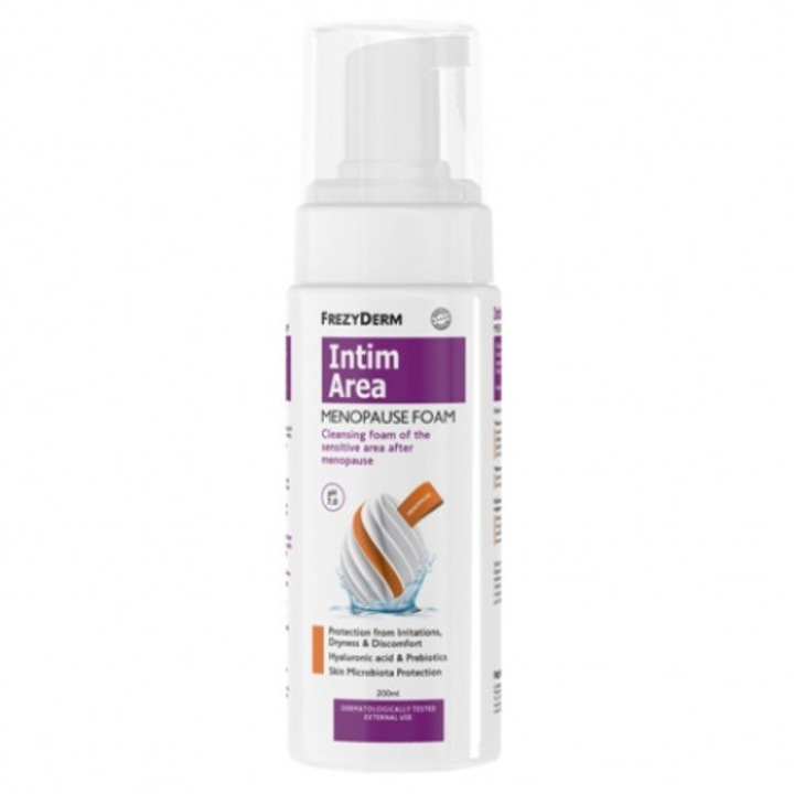 Gel igiena intima Frezyderm, spuma pentru menopauza, 200ml, pH echilibrat, hidratare