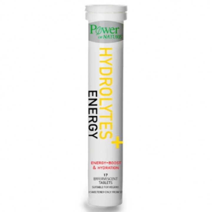 Supliment alimentar Power Health, Hydrolytes+ Energy, 17 tablete efervescente, cu electroliti, taurina, carbune