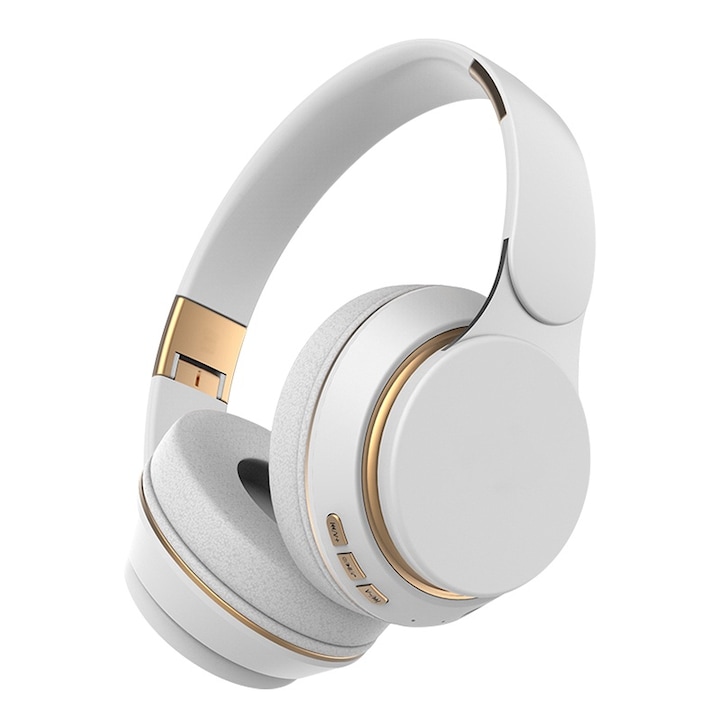 Casti wireless bluetooth, audio, in ear, fara fir, sport, cu anularea zgomotului imbunatatita, control touch, asistent vocal, universale, Bluetooth 5.3, alb