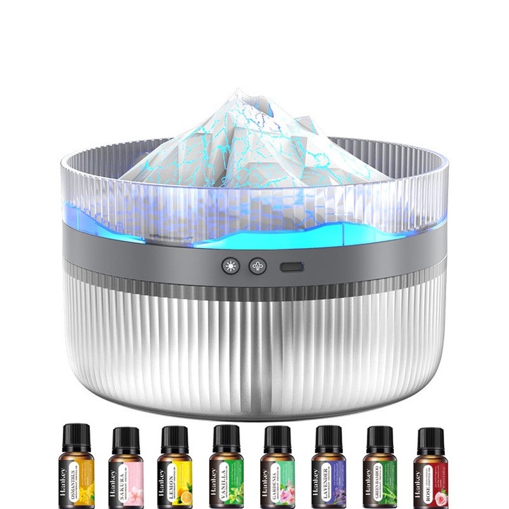 Aromaterápiás párásító, 2 l, csendes diffúzor, egyszerű kivitel, fekete