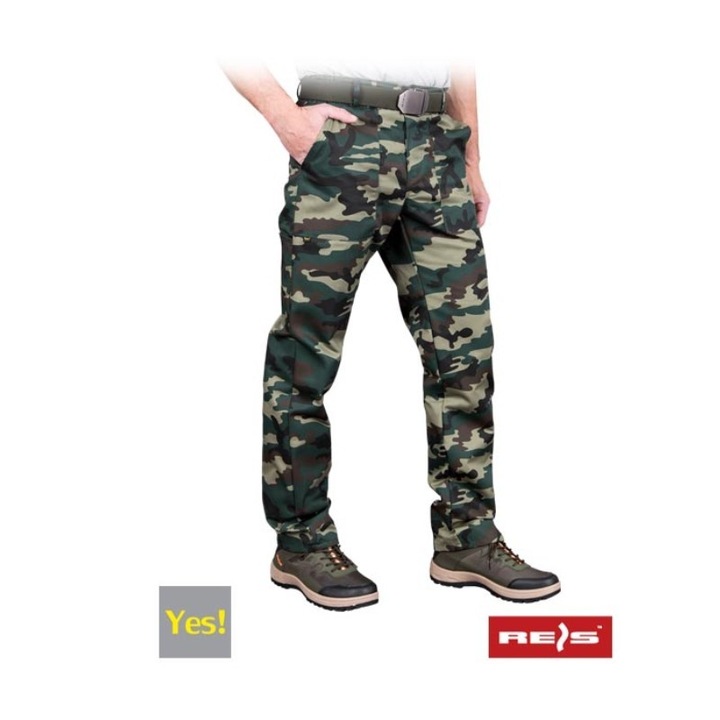 Pantaloni talie de protectie, croi clasic YES pentru lucru 54 Camuflaj Masliniu