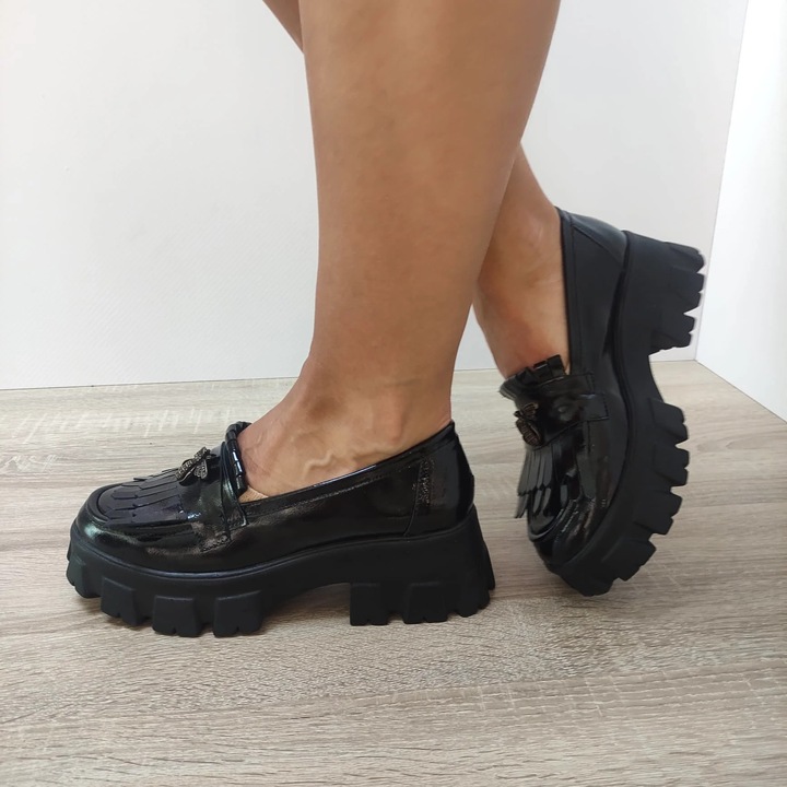 Pantofi Casual Dama Perlla 2011-1 Negri Lac - Negru Lac, Negru