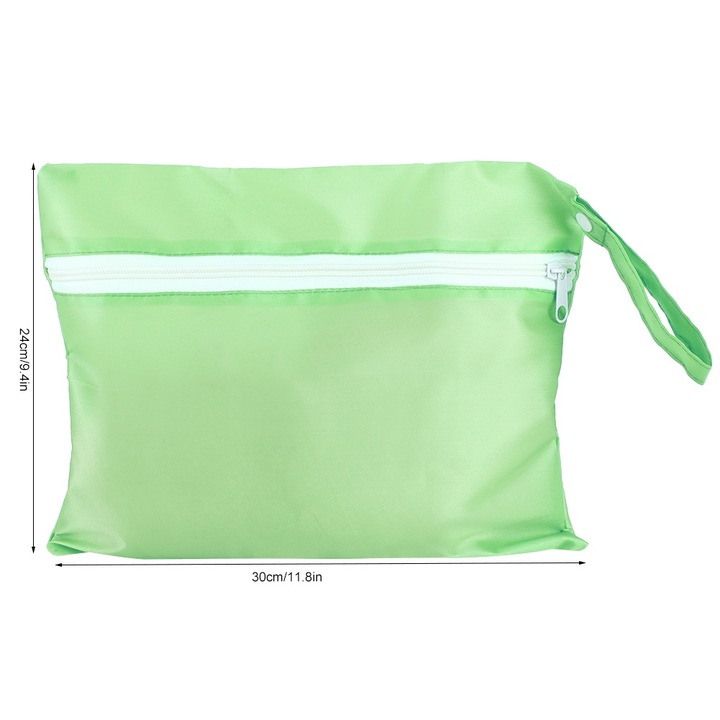 Pelenkázó táska babáknak, Jormftte, 5 darabos szett, vízálló, zöld, 30x24cm