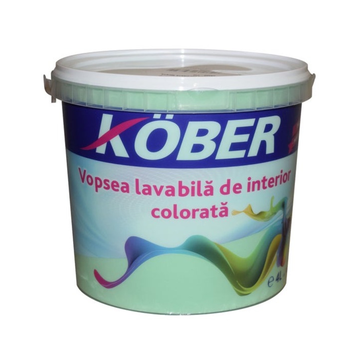 Vopsea lavabila interior, colorata, Kober, menta V8365, 4 L