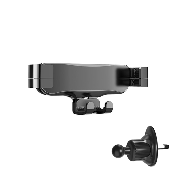 Suport auto pentru telefon, universal, din aliaj de aluminiu, pentru ventilatie, Negru