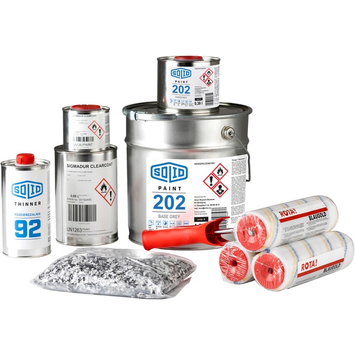 Rasina epoxidica, Solidpaint, Set de vopsit beton, Gri, 4.5 l, Suprafata 10 m², Rezistenta la intemperii, Semi-mat, Utilizare interioara