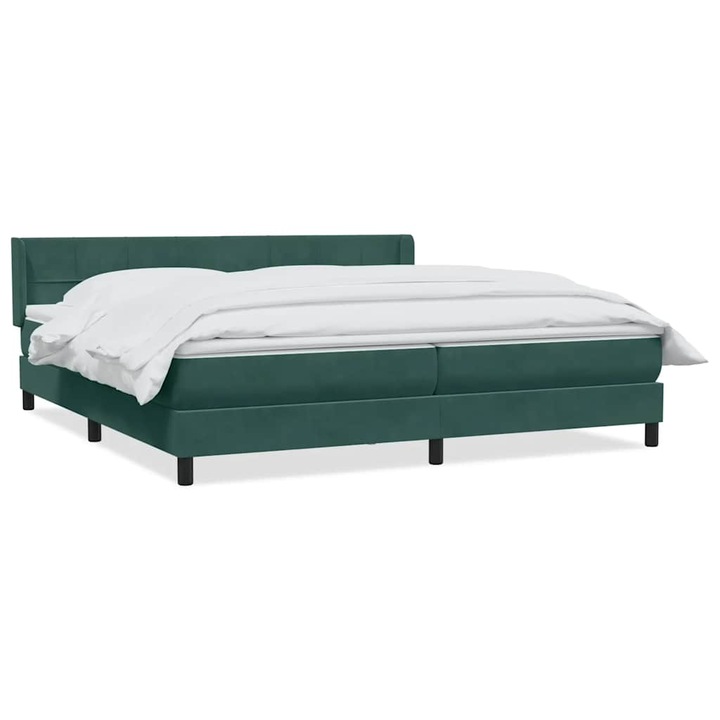 Pat box spring cu saltea vidaXL, verde inchis, 180x220 cm, catifea, 60.43 Kg 3318168