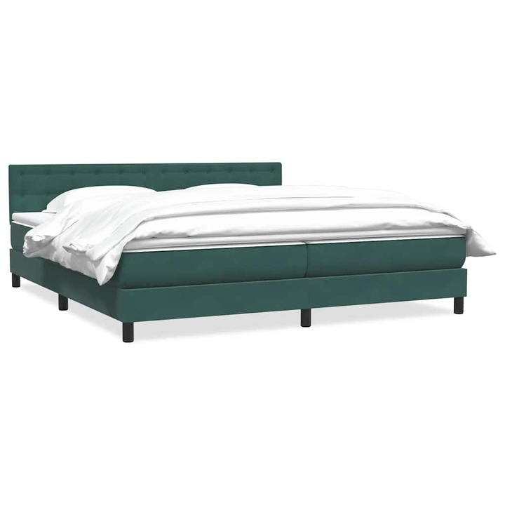 Pat box spring cu saltea vidaXL, verde inchis, 180x220 cm, catifea, 59.43 Kg 3316656