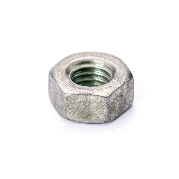 Hatlapú anya M10x1, felfüggesztéshez, magasság 6 mm, átmérő 13 mm, ezüst fém ORION