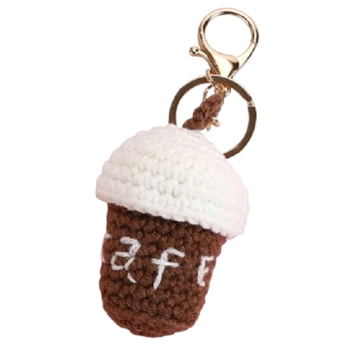 Kulcstartó, textil, kávé