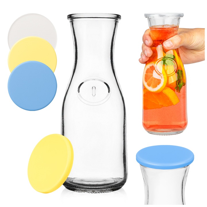 Carafe de sticla, SuperButelki, 500 ml, Pentru apa, Bauturi, Sucuri, Limonada, Vin, Alcool, Lichior, Pentru Craciun, Transparent