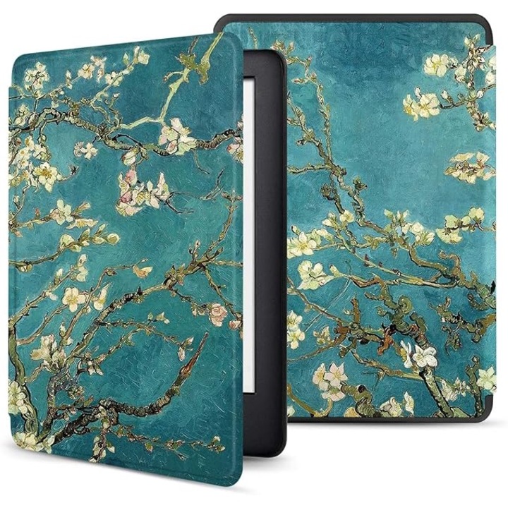 Husa pentru Kindle Paperwhite 2024 (12th gen) 7 inch / Kindle Colorsoft Signature Edition, 7 inch, slim ultra-light function sleep, wake-up inchidere magnetica, cais flowers