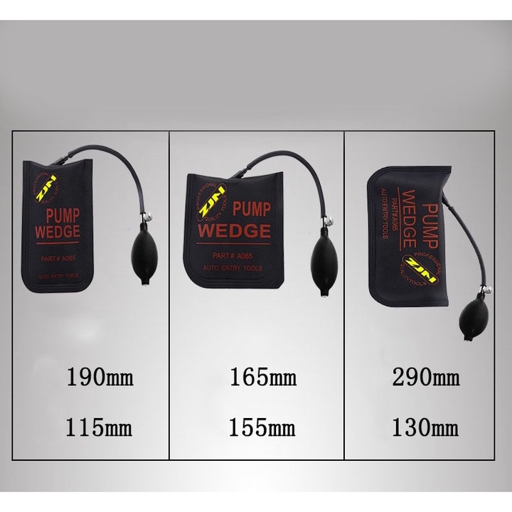 Комплект от 3 пневматични възглавници с ръчна помпа за отваряне на врати, 3 размера, повдигане на мебели и домакинска употреба, черни