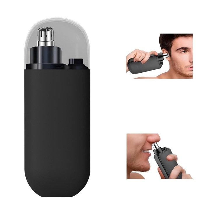Taietor de par pentru nas, sunvo, reincarcabil USB, impermeabil, design compact, negru