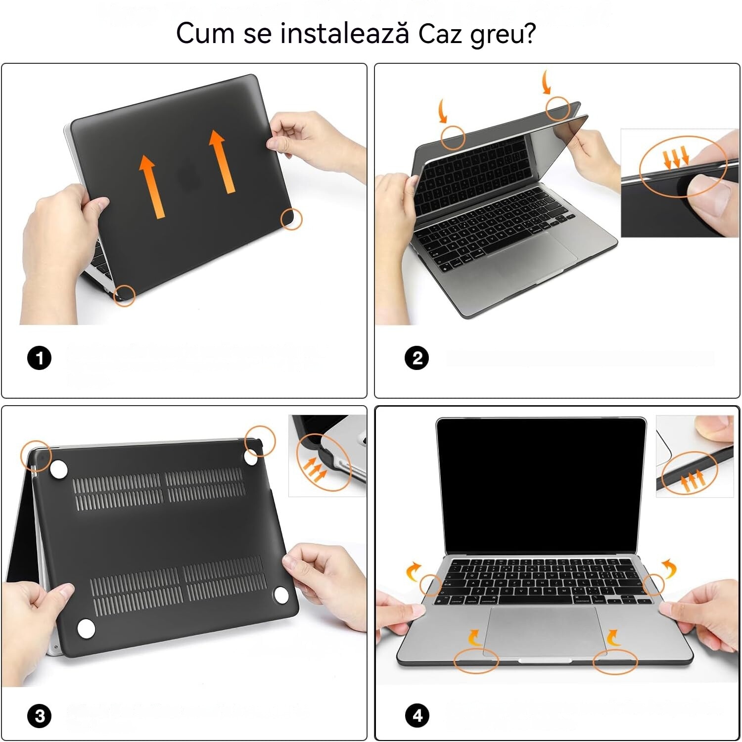 Carcasa Hard Shell pentru MacBook Air 15 (2023/2024/2025) M Series (M4/M3/M2) (A2941/A3114/A3241), Husa & Protectie MacBook, Negru transparent