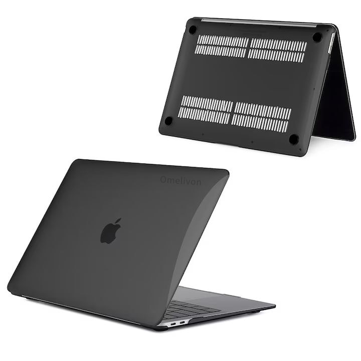 Carcasa Hard Shell pentru MacBook Air 15 (2023/2024/2025) M Series (M4/M3/M2) (A2941/A3114/A3241), Husa & Protectie MacBook, Negru transparent