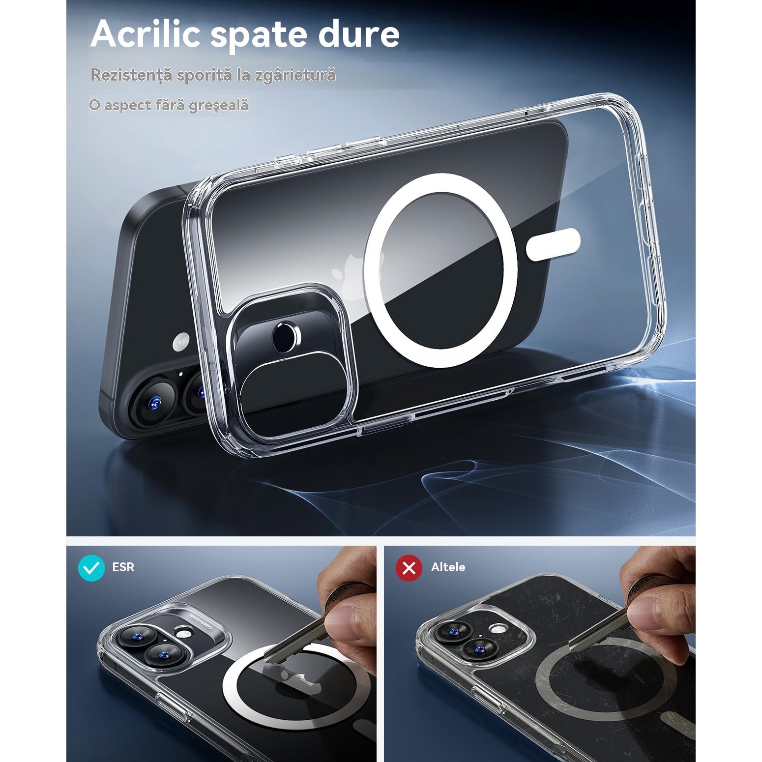 Husa de Protectie, MagSafe, Compatibila cu Apple iPhone 16, Anticadere, Anti-coliziune pe patru laturi si absorbtie a socurilor, transparent