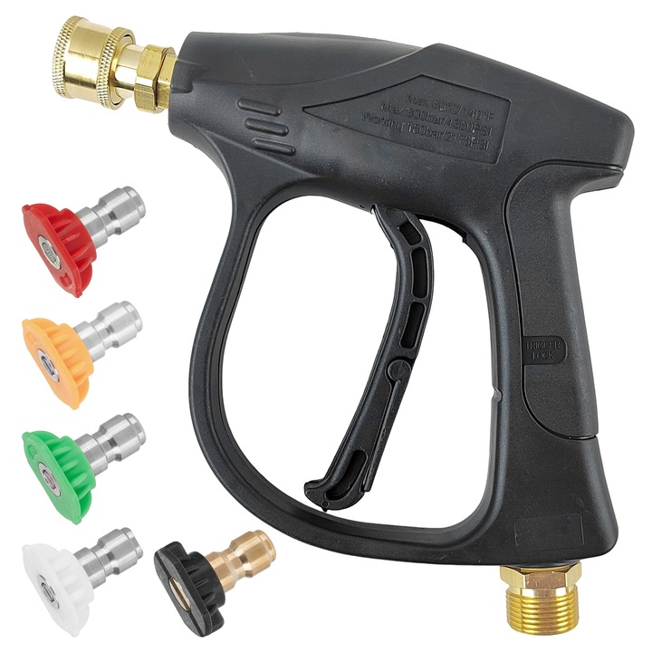 Pistol de spalat cu presiune, Taipintee, set cu 5 duze, negru, 1/4 inch