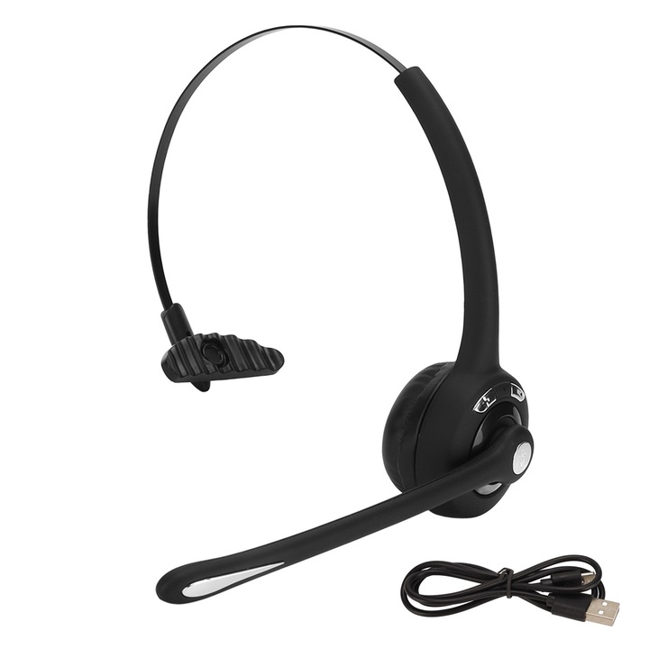 Bizaical монофонични безжични слушалки, Bluetooth 5.0, намаляване на шума, 13 часа живот на батерията, Черен