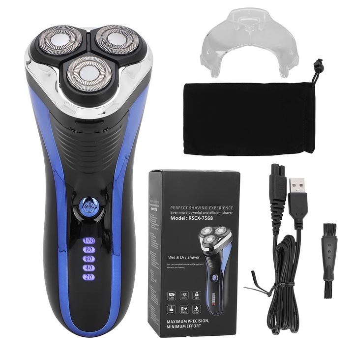 Електрическа самобръсначка Longziming, преносима, водоустойчива, ергономичен дизайн, зареждане през USB