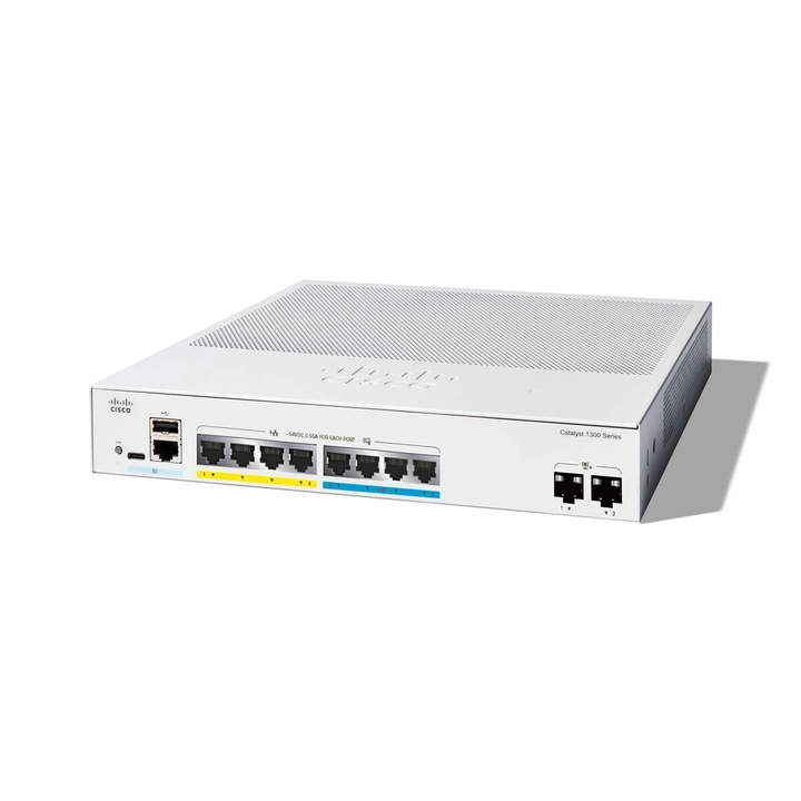 Switch Cisco Catalyst 1300 4-PORT 2.5GE/4-PORT GE POE 2X10G SFP+ Alb